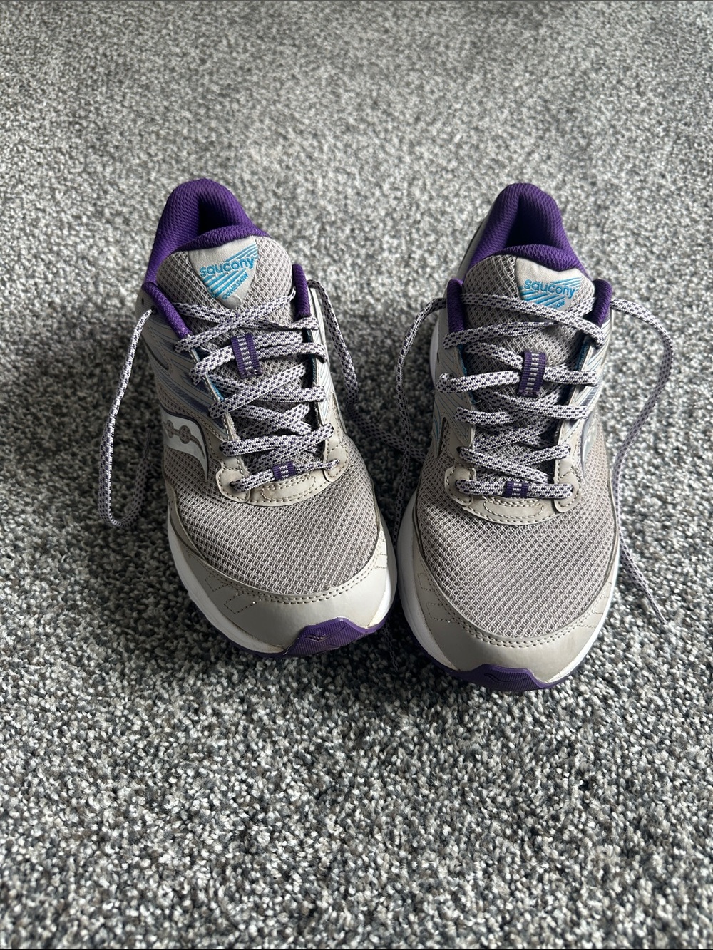 Saucony Cohesion 15- Women's Gray and Purple Athletic Running Shoes